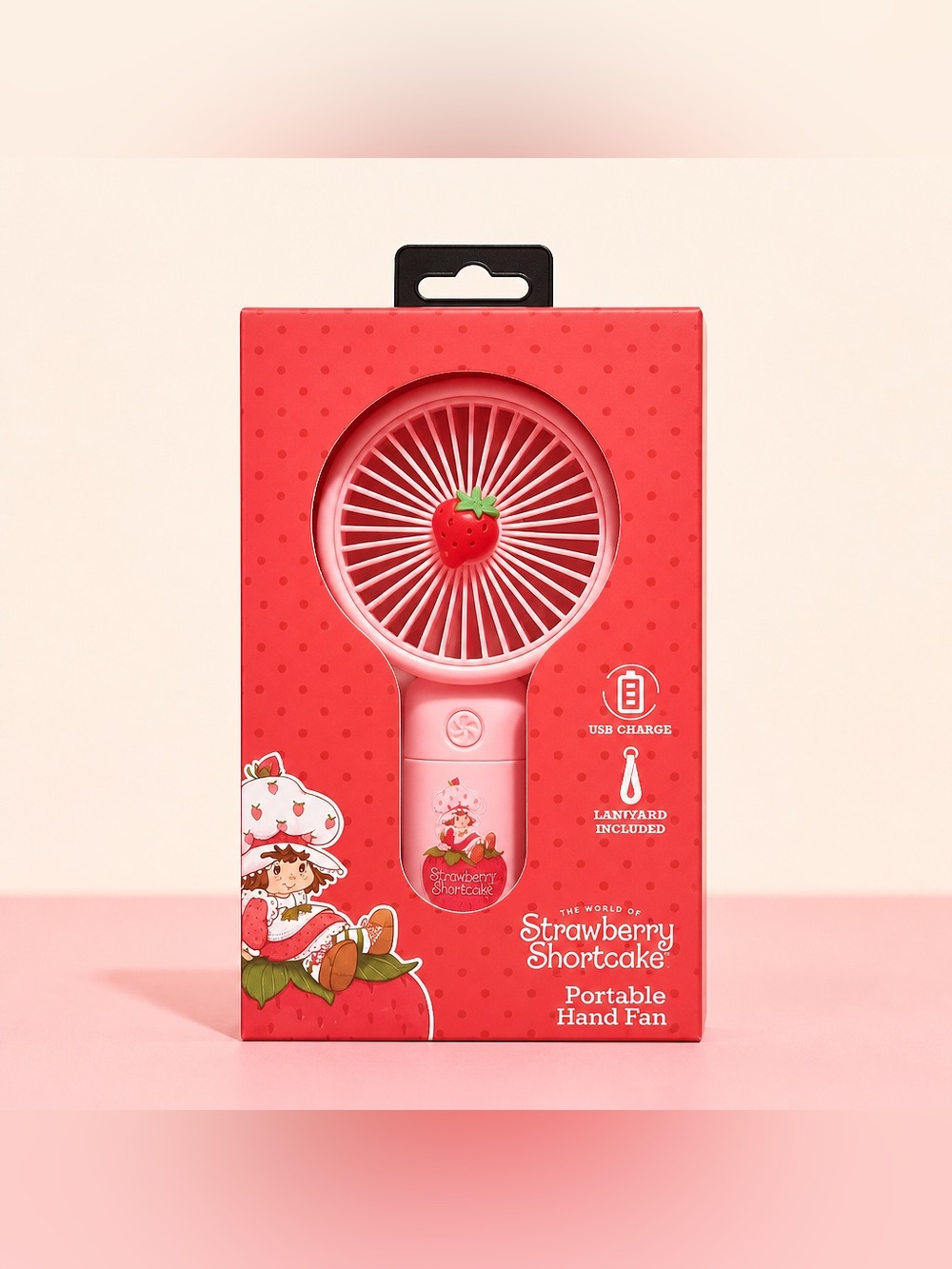 🍓 Strawberry Shortcake Portable Hand Fan w/ Lanyard NWT - Picture 1 of 4